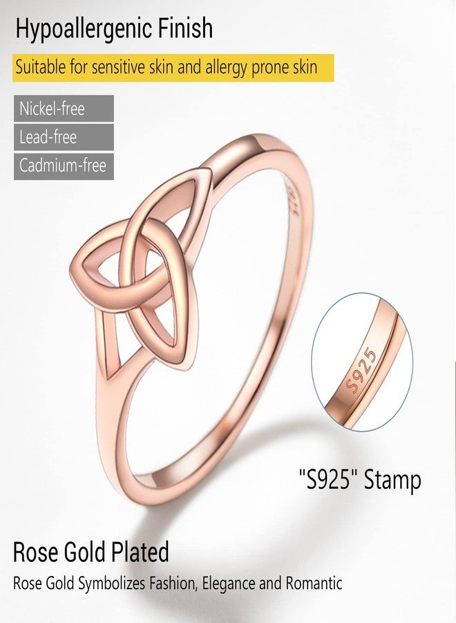 PROSILVER Rose Gold Rings For Women Sterling Silver Celtic Knot Pinky Ring Size 5 - Image 4